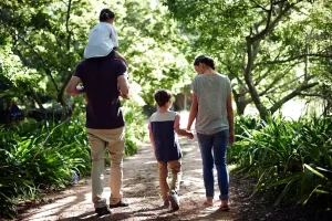 family walking in park