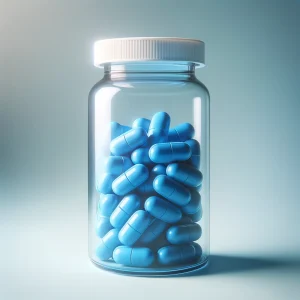 suhagra pills inside a transparent pill bottle